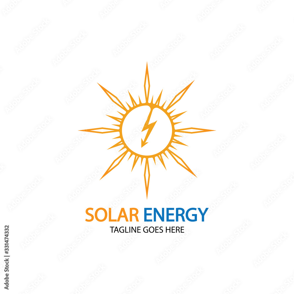 Fototapeta premium Sun solar energy logo design template. solar tech logo designsv