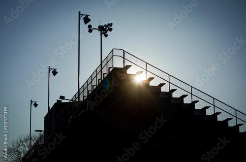 Sports Bleachers Sunrise Hope Morning Stadium Silhouette Cover Poster Image