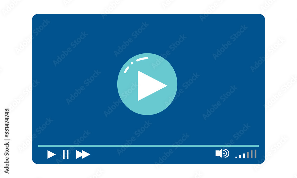 Simple flat illustration of a video player. Video player. Icon for video, web, music, site. Simple flat illustration of a video player. Video player. Icon for video, web, music, site.
