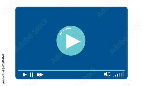  Simple flat illustration of a video player. Video player. Icon for video, web, music, site. 