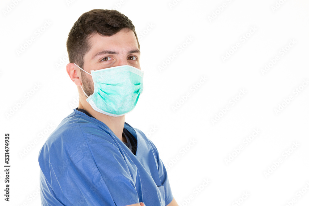 man doctor with protective covid-19 mask vs virus epidemic coronavirus man doctor with protective covid-19 mask vs virus epidemic coronavirus
