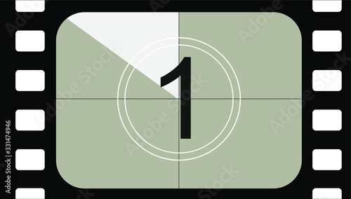 classic movie countdown frame at the number one. Vintage retro cinema. Abstract concept graphic element. Art design.