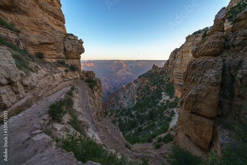 hiking zig zag on the south kaibab trail in grand canyon national park, arizona, usa