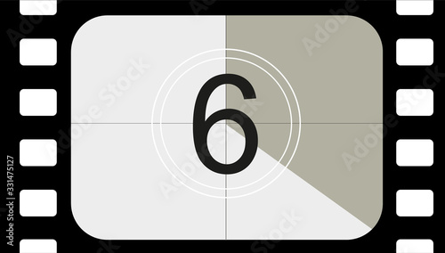classic movie countdown frame at the number six. Vintage retro cinema. Abstract concept graphic element. Art design.