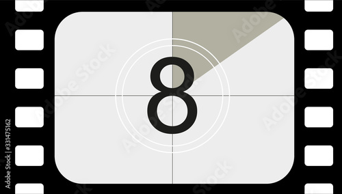 classic movie countdown frame at the number eight. Vintage retro cinema. Abstract concept graphic element. Art design.