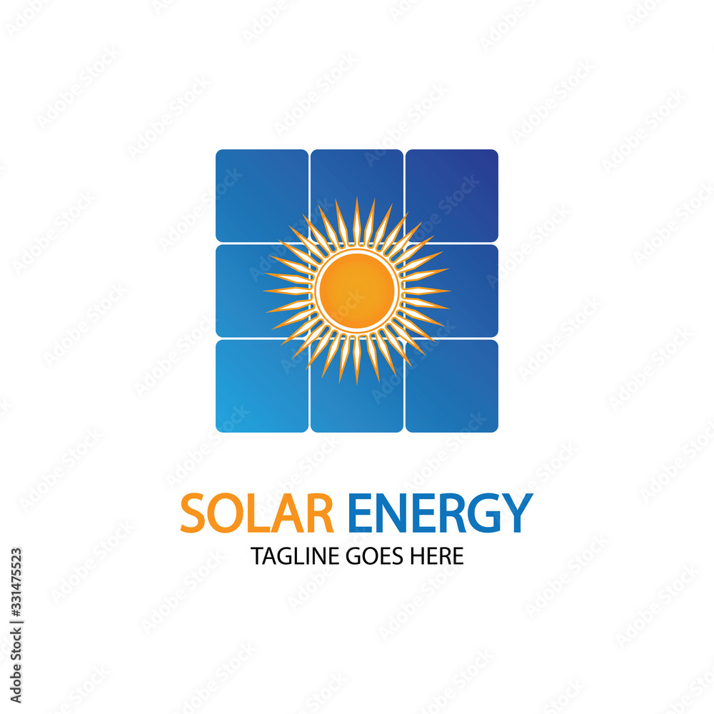 Fototapeta premium Sun solar energy logo design template. solar tech logo designsv