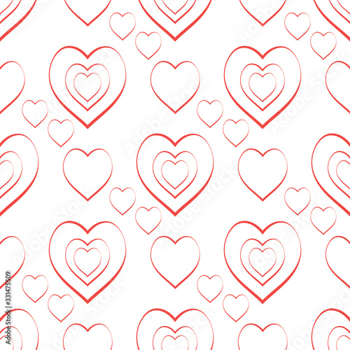 Seamless pattern with charming red hearts on white background for plaid  fabric  textile  clothes  tablecloth and other things. Vector image.