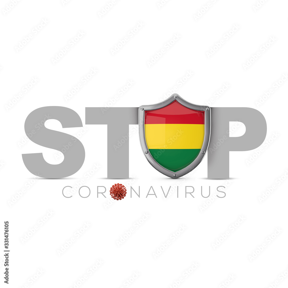 Bolivia protective shield. Stop coronavius concept. 3D Render