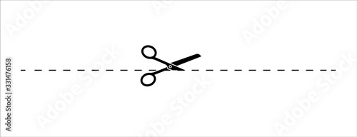Scissors cut lines silhouette vector illustration isolated on white background
