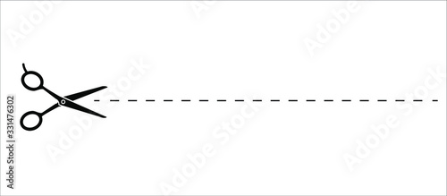 Scissors cut lines silhouette vector illustration isolated on white background
