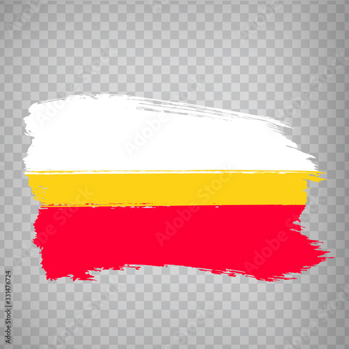 Flag of  Lesser Poland  from brush strokes. Flag of Lesser Poland Voivodeship on transparent background for your web site design  app  UI.  Republic of Poland. Stock vector.  EPS10.