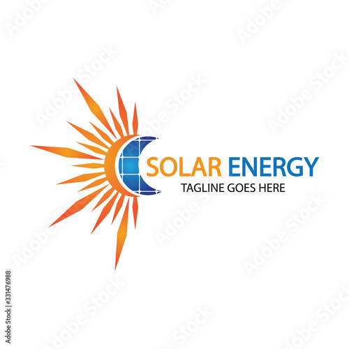 Sun solar energy logo design template. solar tech logo designsv