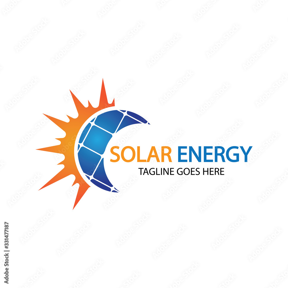 Sun solar energy logo design template. solar tech logo designsv Векторный  объект Stock | Adobe Stock