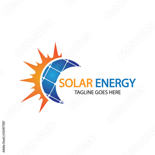 Sun solar energy logo design template. solar tech logo designsv