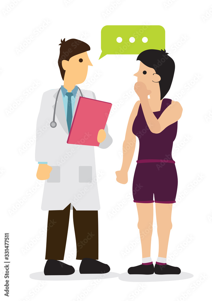 Doctor talking with his patient or patient relative in a hospital. Concept of healthcare system or medical occupation. Doctor talking with his patient or patient relative in a hospital. Concept of healthcare system or medical occupation.