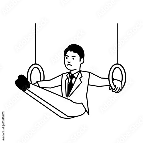 Business man gymnastics on white background. Vector illustration.