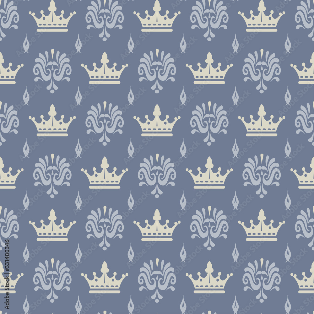 Royal background pattern on gray. Seamless pattern for your design.