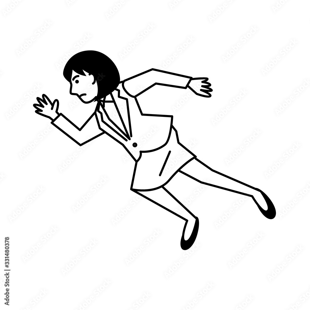 Business woman running on white background. Vector illustration.