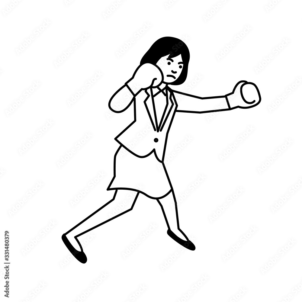 Business woman boxing on white background. Vector illustration. Business woman boxing on white background. Vector illustration.