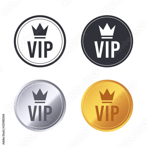 Vip icons. Exclusive vip club members pictogram, royal premium vip symbol, private luxury sign vector icons set. Exclusive vip member, luxury royal logo illustration
