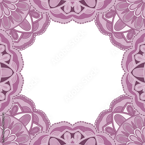 Abstract floral decorative frame for greeting card or invitation in ethnic style