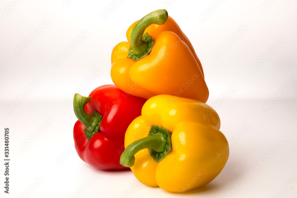 three peppers isolated on white background three peppers isolated on white background