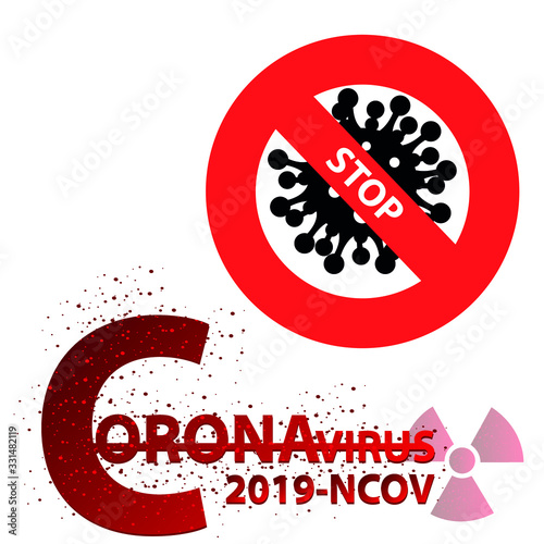 virus prohibition icon. Emblem coronovirus