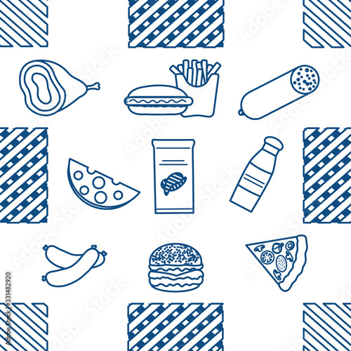 Seamless Pattern Fast Food Snack Picnic Unhealthy