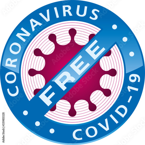 Coronavirus COVID-19 FREE badge. Virusfree vector icon. photo
