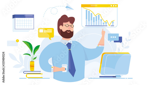 Modern vector illustration of world financial crisis. Oil price drop. Collapse of the economy. Bankruptcy. Down arrow stocks graph. Economy stock market crash down. Depression amid losing money