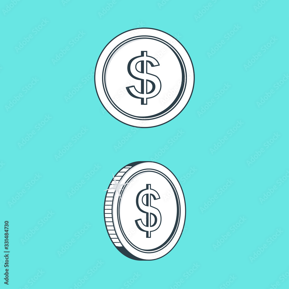 Icon Coin with images of sign dollar on her.