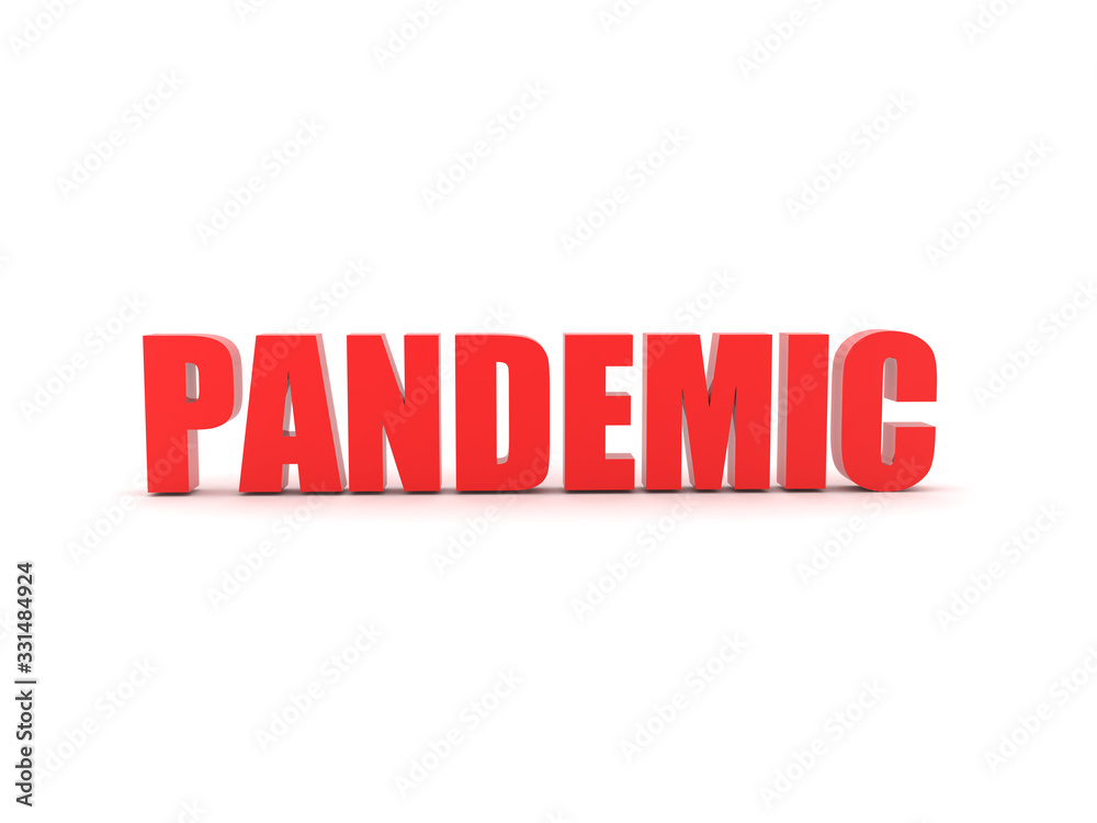 3D Red text saying pandemic