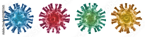 Virus isolé sur fond blanc - Virologie et Microbiologie 3D - Coronavirus COVID-19 concept
