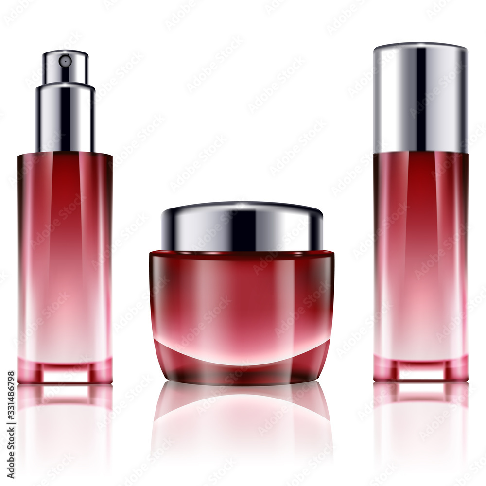 Blank cosmetic red bottles Blank cosmetic red bottles
