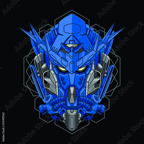 Mecha head with sacred geometry pattern