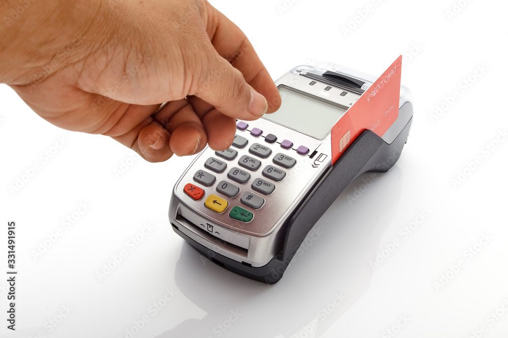 Credit card machine isolated on white background Credit card machine isolated on white background