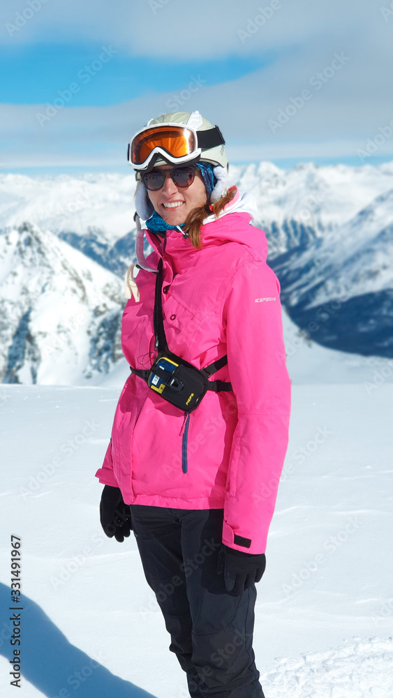 ski girl in the mountains winter, Piz Lagrev Schweiz