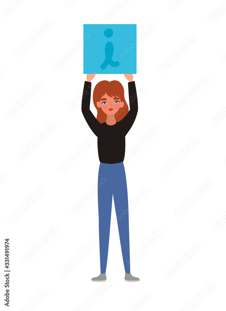 Woman with banner vector design Woman with banner vector design