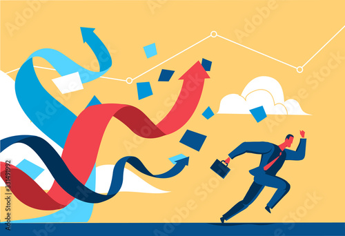 Venditore che corre verso i suoi obiettivi di business e fatturato