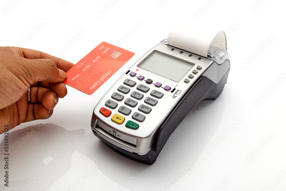 Credit card machine isolated on white background