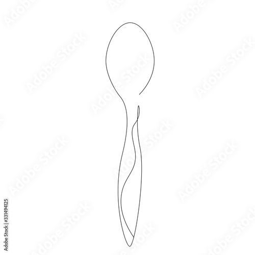 Spoon one line drawing, vector illustration