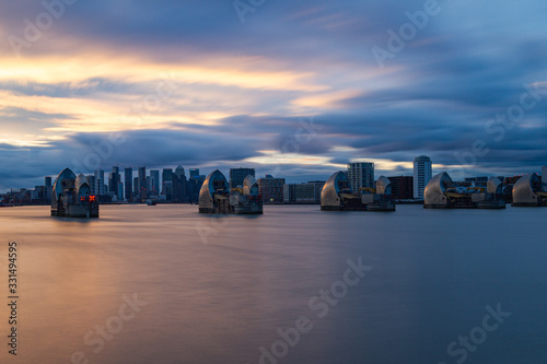 Thames Barrier - a peaceful scene at sunset