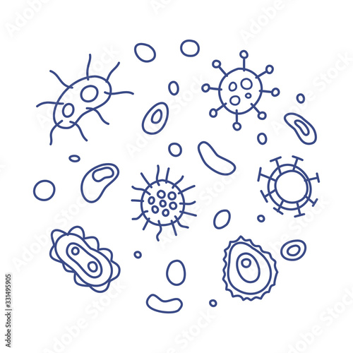 Hand draw doodle set of virus, bacteria, germ