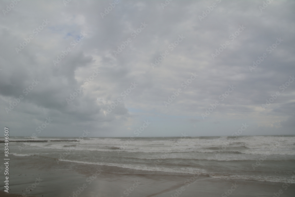 The great beach on a stormy day