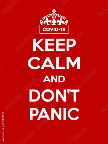 Vertical rectangular red-white motivation coronavirus COVID-19 poster based in vintage retro style Keep clam