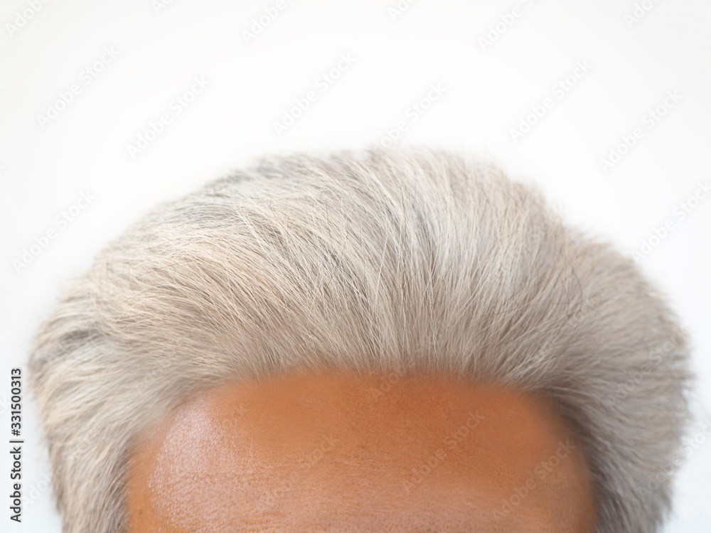 grey hair in older asian woman cause of hormones are changing and use for shampoo product and salon treatment concept. grey hair in older asian woman cause of hormones are changing and use for shampoo product and salon treatment concept.