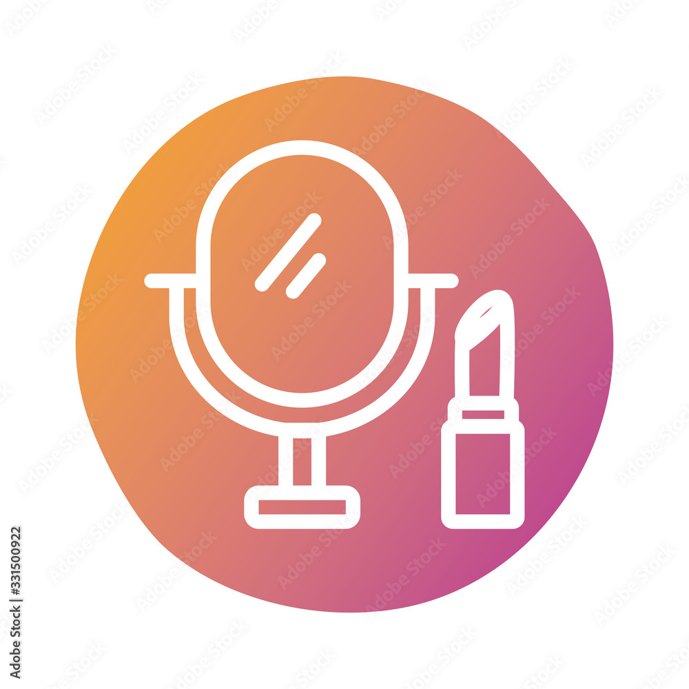 mirror and lipstick makeup block icon mirror and lipstick makeup block icon