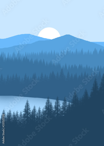 Flat landscape for background web , ui web , wallpaper ,texture , adventure background , wilderness silhoutte