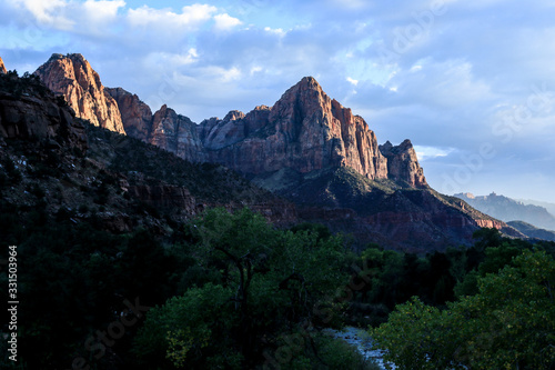 Amazing View to the Forest Mountains of Zion National Park, USA