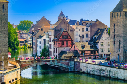 Fototapeta Naklejka Na Ścianę i Meble -  Strasbourg, France, Alsace. The Ill river and the Petite France quarter.